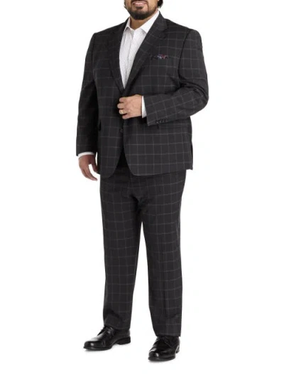 Tallia Big & Tall Windowpane Suit Jacket In Black