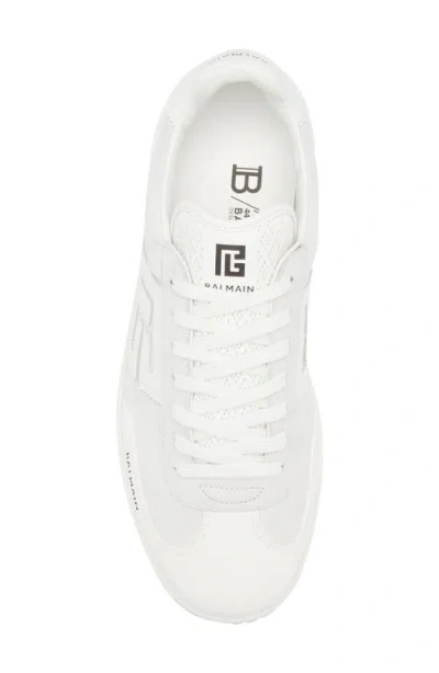 Balmain Swan Sneakers In Suede And Smooth Calfskin In White