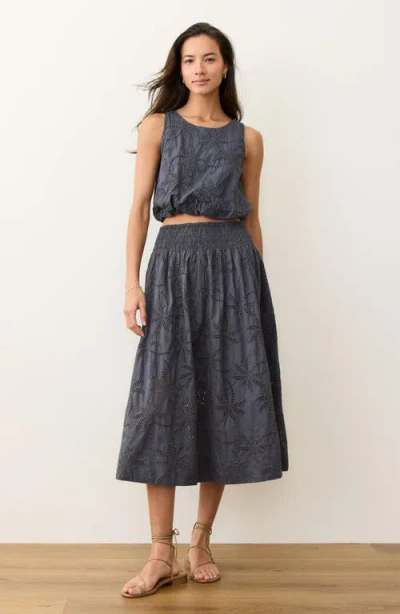 Marine Layer Sage Embroidered Eyelet Bubble Crop Tank In Gray