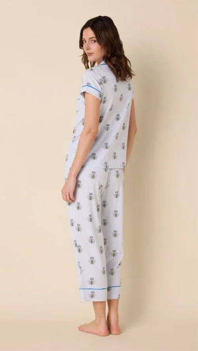 The Cat's Pajamas Pima Knit Capri Pajama Set In White