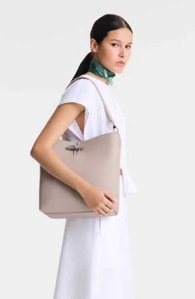 Longchamp Medium Le Roseau Leather Hobo Bag In Brown