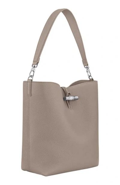 Longchamp Medium Le Roseau Leather Hobo Bag In Brown
