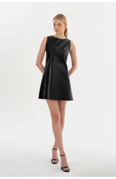 Lamarque Lozana Reversible Metallic Leather Mini Dress In Black