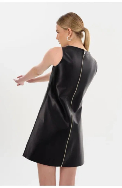 Lamarque Lozana Reversible Metallic Leather Mini Dress In Black