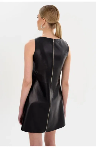 Lamarque Lozana Reversible Metallic Leather Mini Dress In Black