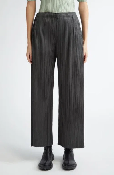 Issey Miyake Womens Pleated Wide-leg Knitted Trousers Charcoal Gray In Black
