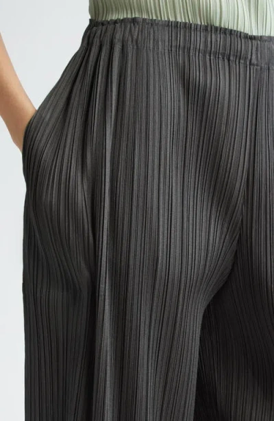 Issey Miyake Womens Pleated Wide-leg Knitted Trousers Charcoal Gray In Black