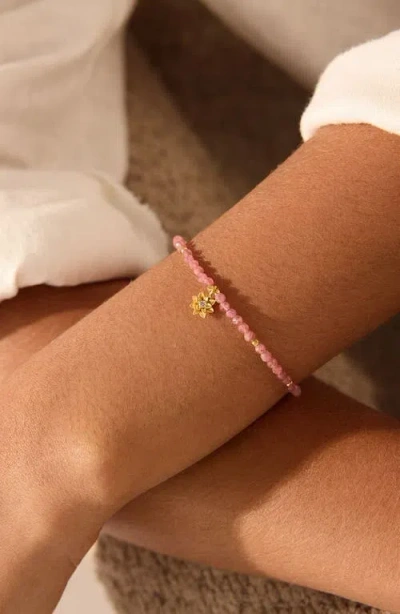 Satya Jewelry Pink Tourmaline Lotus October Birthstone Bracelet