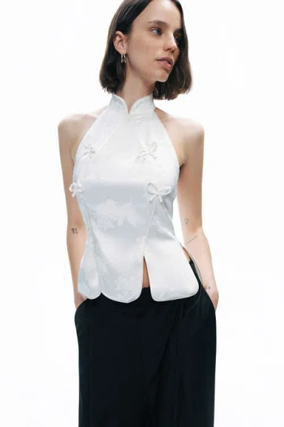 Nocturne Blouse With Bow Detail In White
