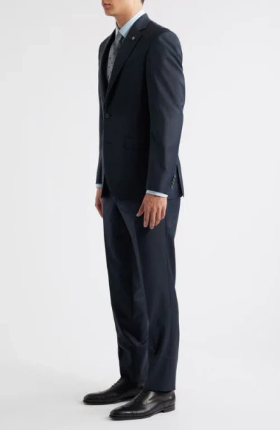 Jack Victor Stacie Trim Fit Solid Navy Wool Suit In Blue