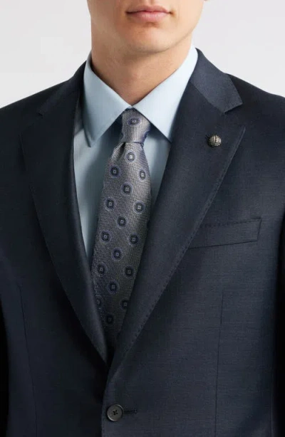 Jack Victor Stacie Trim Fit Solid Navy Wool Suit In Blue