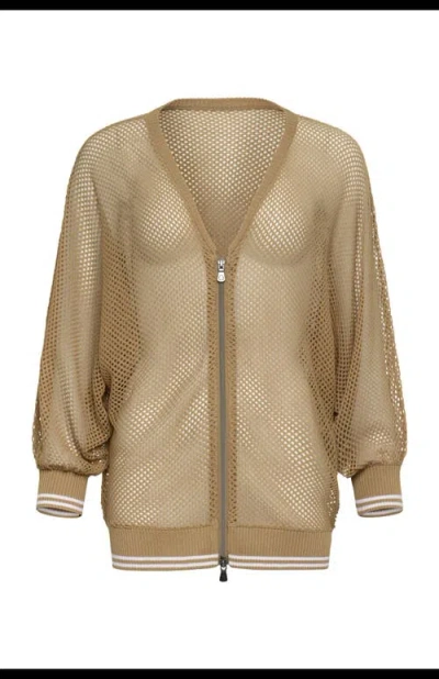 Anatomie Elora Knit 3/4 Sleeve Full Zip Jacket In Brown