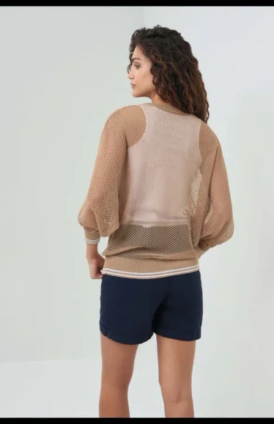 Anatomie Elora Knit 3/4 Sleeve Full Zip Jacket In Brown