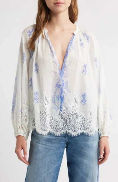Loveshackfancy Dresner Lace Trim Top In White