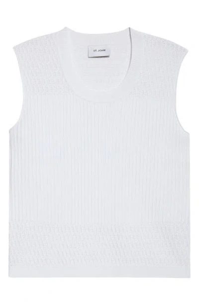 St John St. John Collection Mixed Stitch Fine Gauge Sleeveless Sweater