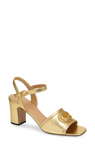 Valentino Vlogo Signature Metallic Leather Sandals In Gold