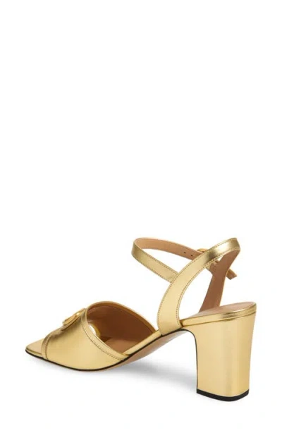 Valentino Vlogo Signature Metallic Leather Sandals In Gold