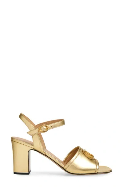 Valentino Vlogo Signature Metallic Leather Sandals In Gold
