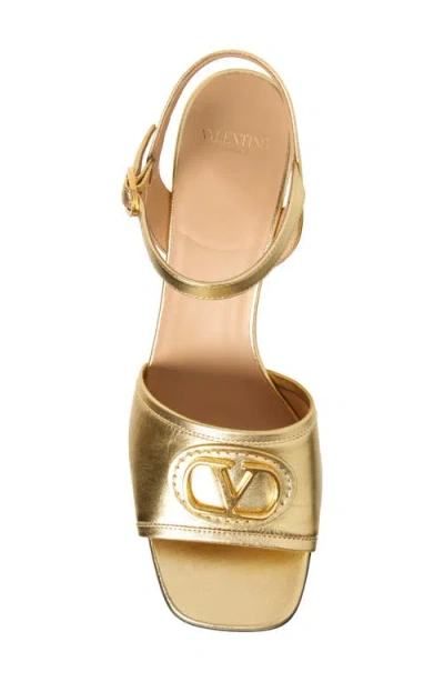 Valentino Vlogo Signature Metallic Leather Sandals In Gold