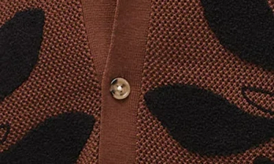Topman Oversize Floral Appliqué Knit Camp Shirt In Brown