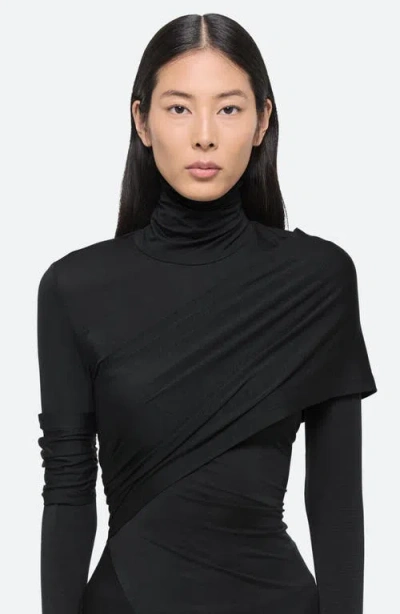 Helmut Lang Protection Draped Asymmetric Turtleneck Top