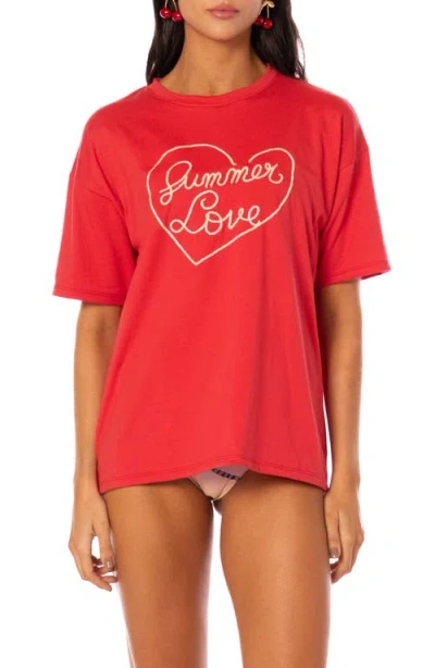 Maaji Summer Love Graphic Cover-up T-shirt In Red