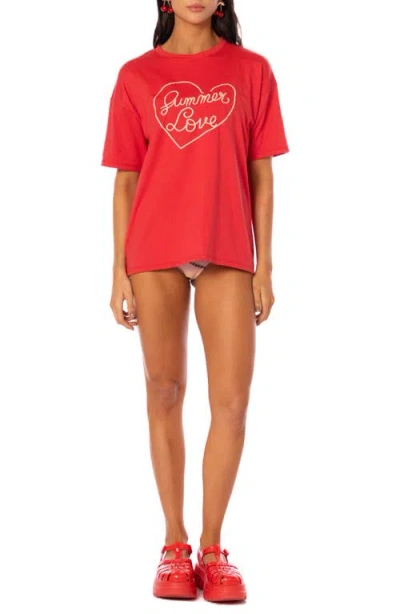 Maaji Summer Love Graphic Cover-up T-shirt In Red