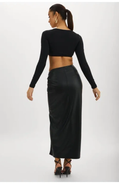 Lamarque Eileen | Faux Leather Maxi Skirt In Black