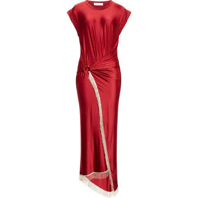 Rabanne Piercing Fringe Asymmetric Jersey Dress