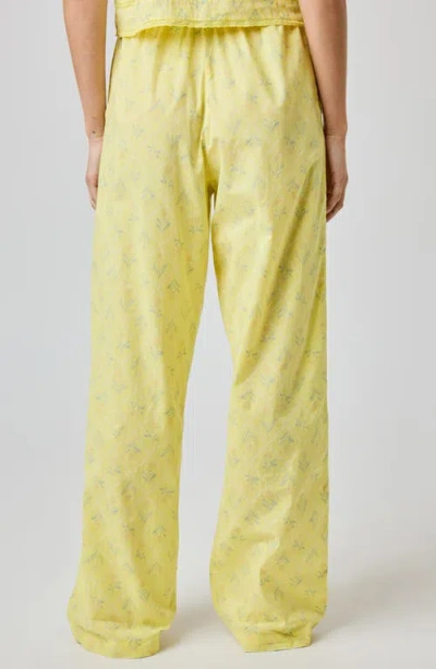 Florence By Mills Lace Trim Wide Leg Cotton Pants In Yellow