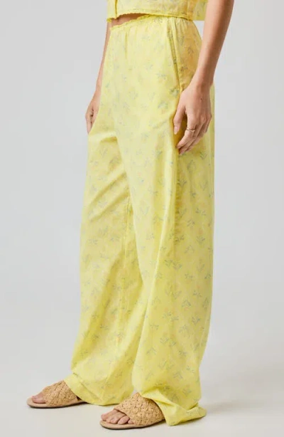 Florence By Mills Lace Trim Wide Leg Cotton Pants In Yellow