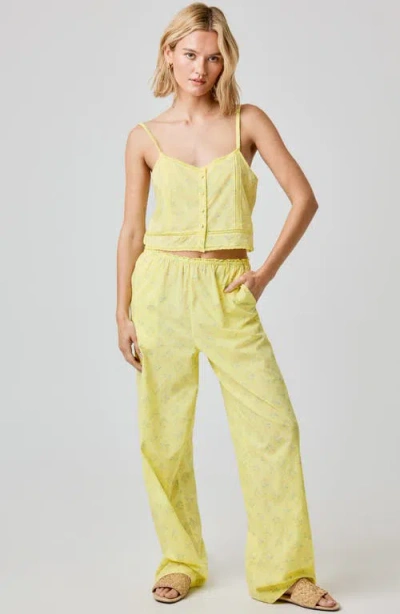 Florence By Mills Lace Trim Wide Leg Cotton Pants In Yellow