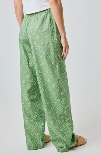 Florence By Mills Lace Trim Wide Leg Cotton Pants In Green