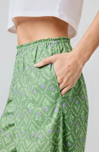 Florence By Mills Lace Trim Wide Leg Cotton Pants In Green