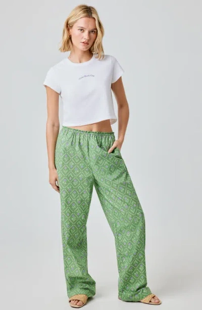 Florence By Mills Lace Trim Wide Leg Cotton Pants In Green