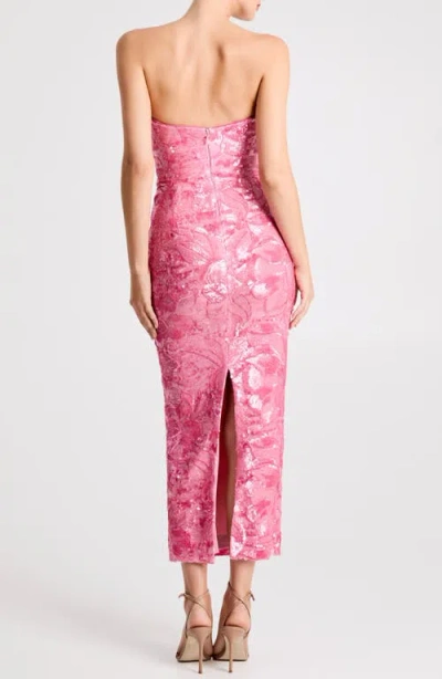 Helsi Leslie Pattern Sequin Strapless Gown In Pink