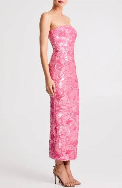 Helsi Leslie Pattern Sequin Strapless Gown In Pink