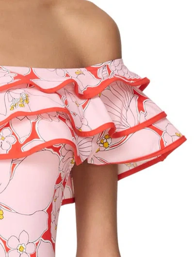 Kate Spade New York Printed Ruffle Bandeau One Piece Swimsuit