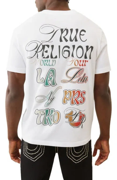 True Religion Standard Ombré Logo Graphic T-shirt In White