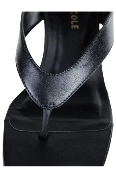 Kenneth Cole Susannah Leather Thong Wedge Sandal In Black
