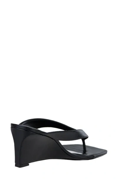 Kenneth Cole Susannah Leather Thong Wedge Sandal In Black