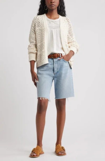 Treasure & Bond Openwork Slouchy Cotton Cardigan In Neutral