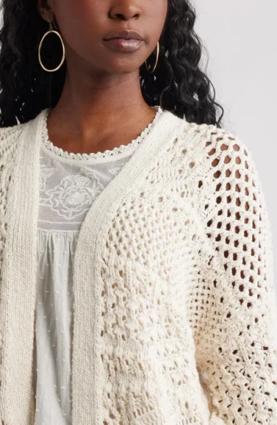 Treasure & Bond Openwork Slouchy Cotton Cardigan In Neutral
