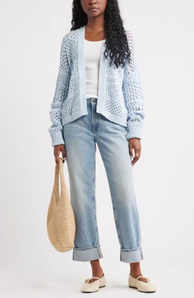 Treasure & Bond Openwork Slouchy Cotton Cardigan In Blue