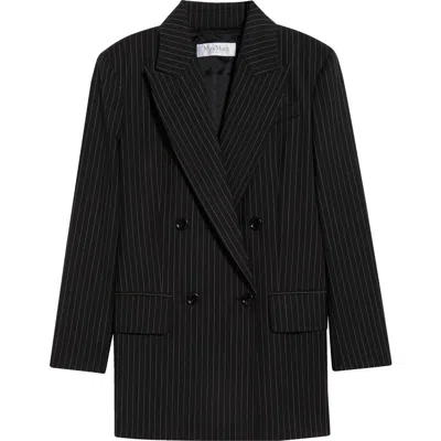 Max Mara Double-breasted Wool Jacket With Pinstripe Design