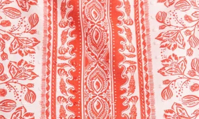 Farm Rio River Ride Puff Sleeves Blouse In Red In Red