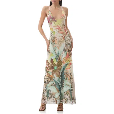 Afrm Romy Sleeveless Scoop-neck Mesh Maxi Dress In Multi