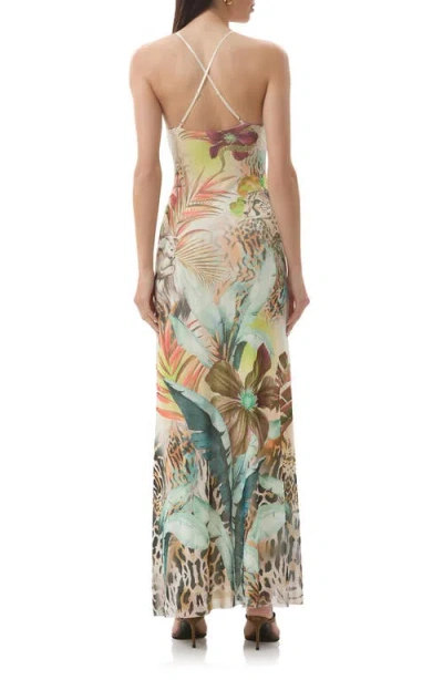 Afrm Romy Sleeveless Scoop-neck Mesh Maxi Dress In Multi