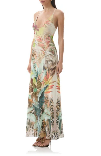 Afrm Romy Sleeveless Scoop-neck Mesh Maxi Dress In Multi