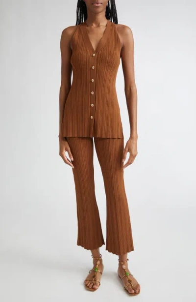 Veronica Beard Massaro Variegated Rib Crop Pants